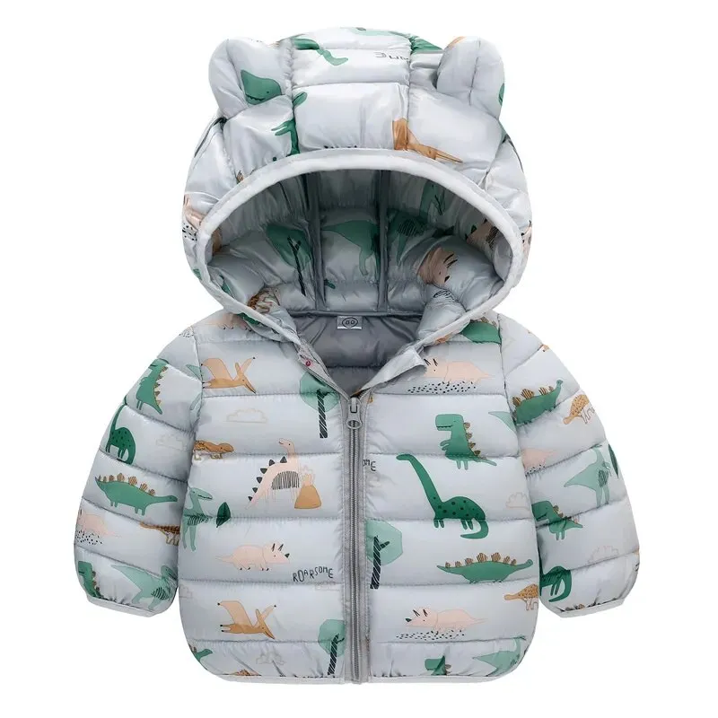 1-5Yrs Kids Boys Girls Dinosaur Print Hooded Jackets