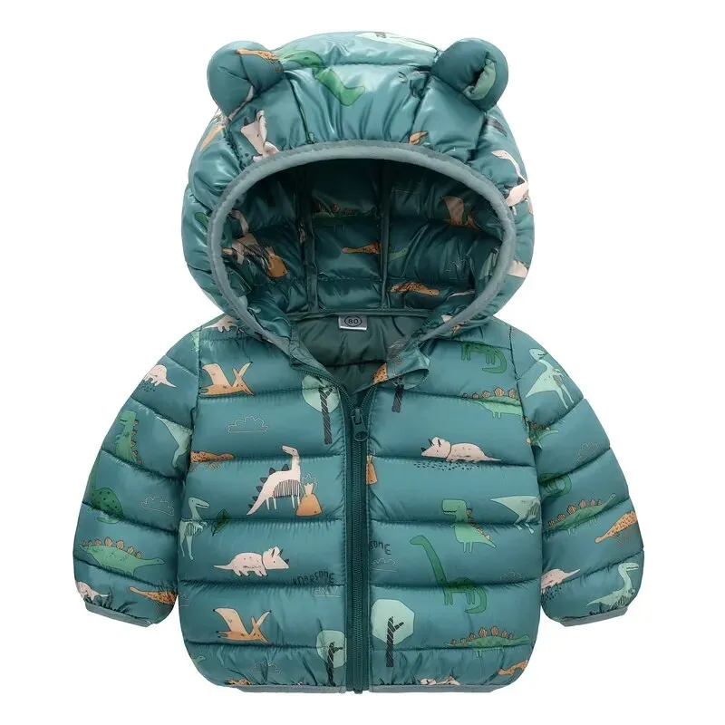1-5Yrs Kids Boys Girls Dinosaur Print Hooded Jackets