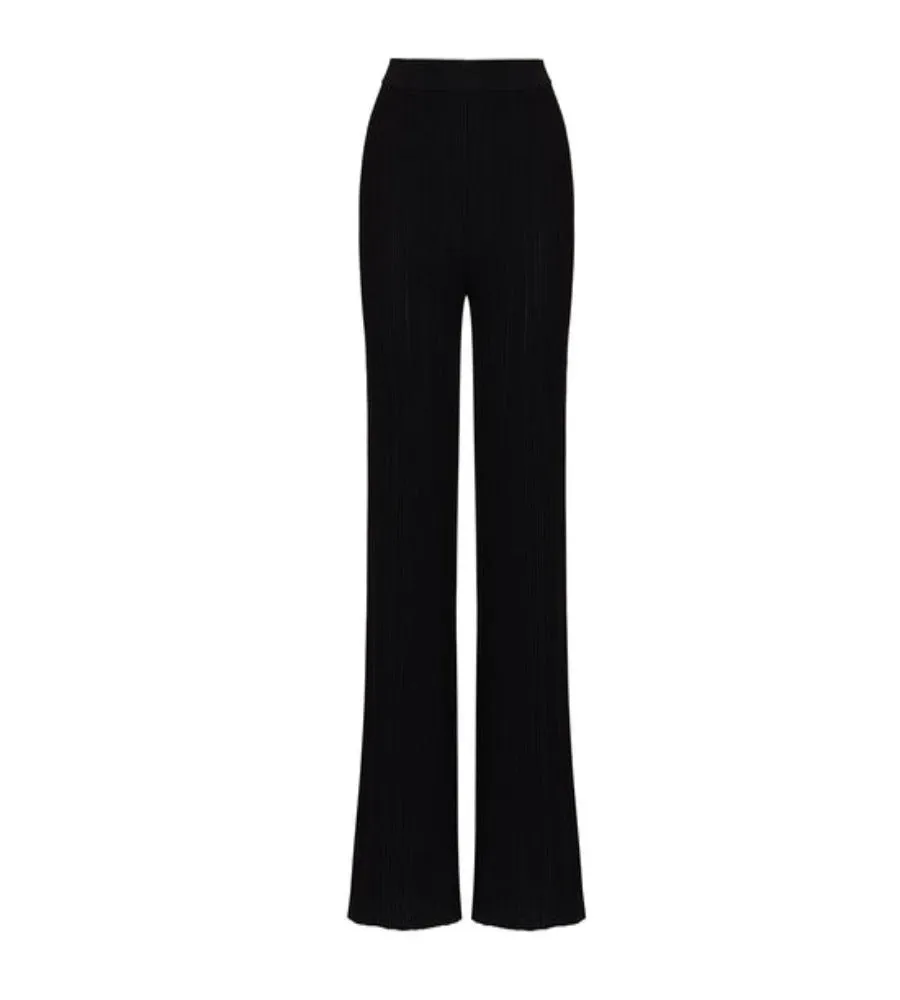 100% Wool Yin Black Knitwear Trousers