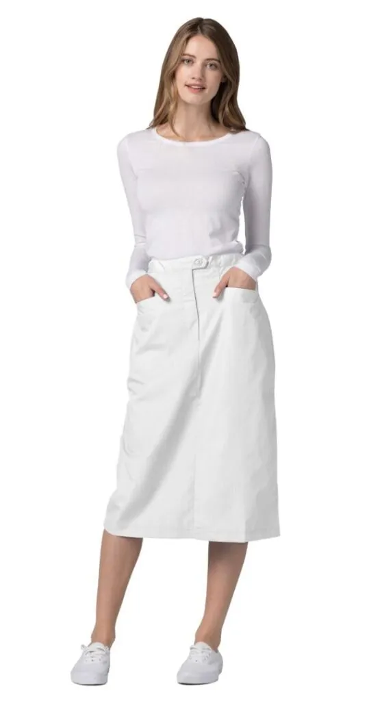 Adar Universal Mid-Calf Length Angle Pocket Scrub Skirt