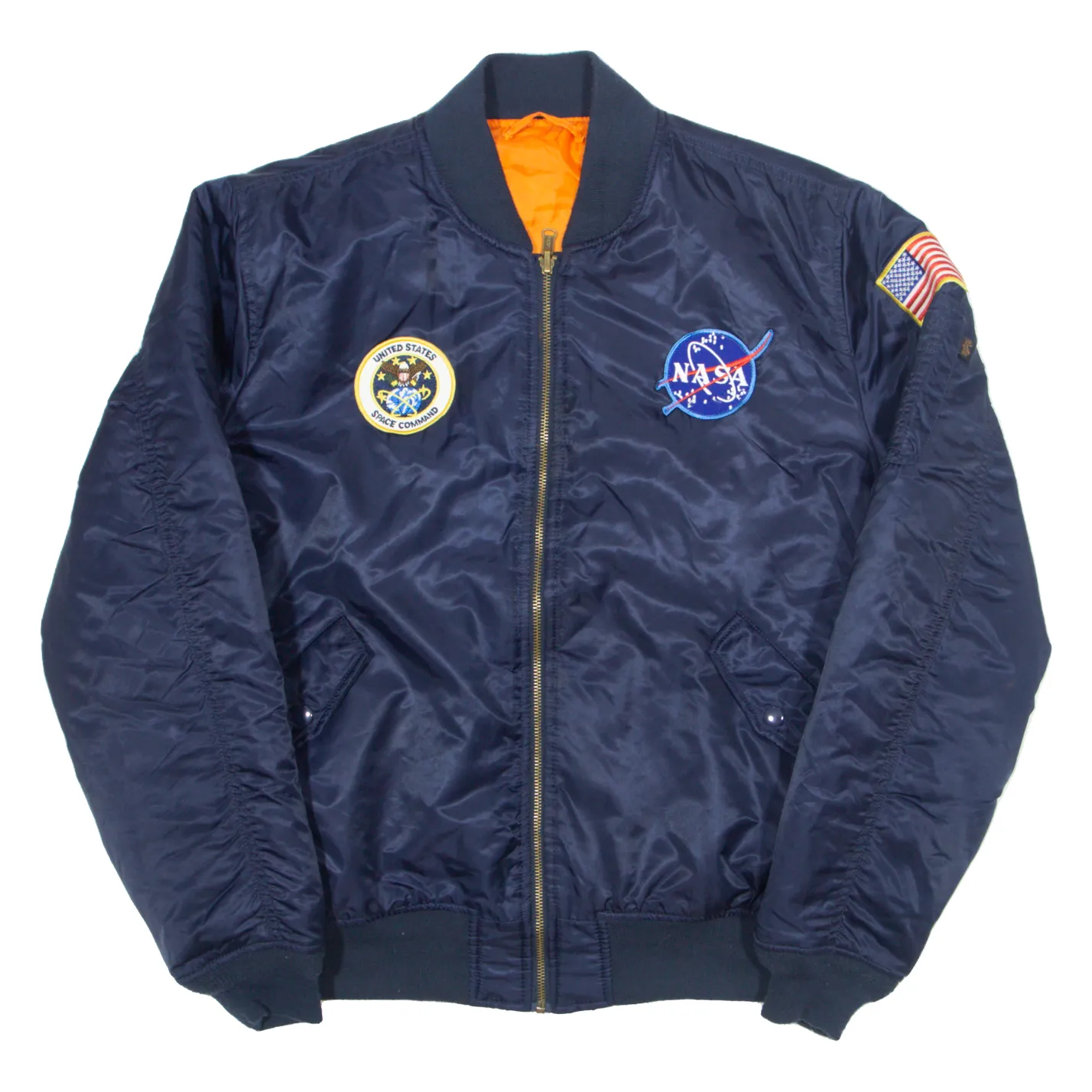 ALPHA INDUSTRIES Flyers Reversible Insulated Bomber USA Jacket Blue Nylon Boys L