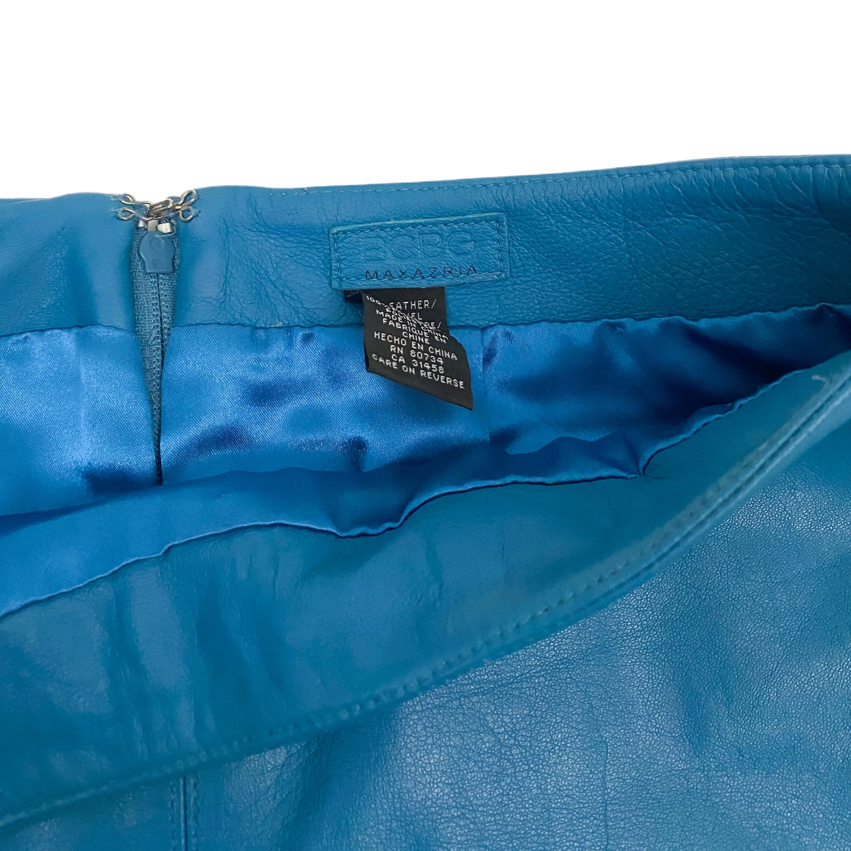 BCBG Peacock Leather Midi Skirt (S)