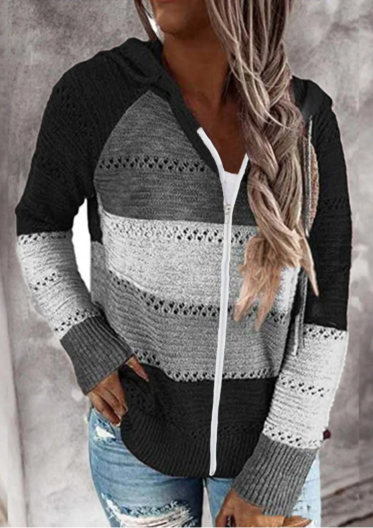 Beautiful Versatile Knitted Zipper Hooded Long-sleeved Sweaters
