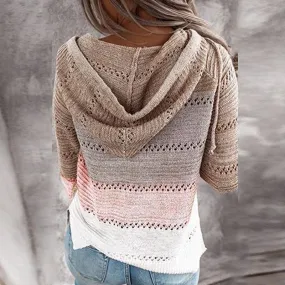 Beautiful Versatile Knitted Zipper Hooded Long-sleeved Sweaters