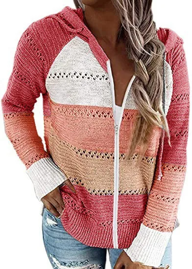Beautiful Versatile Knitted Zipper Hooded Long-sleeved Sweaters