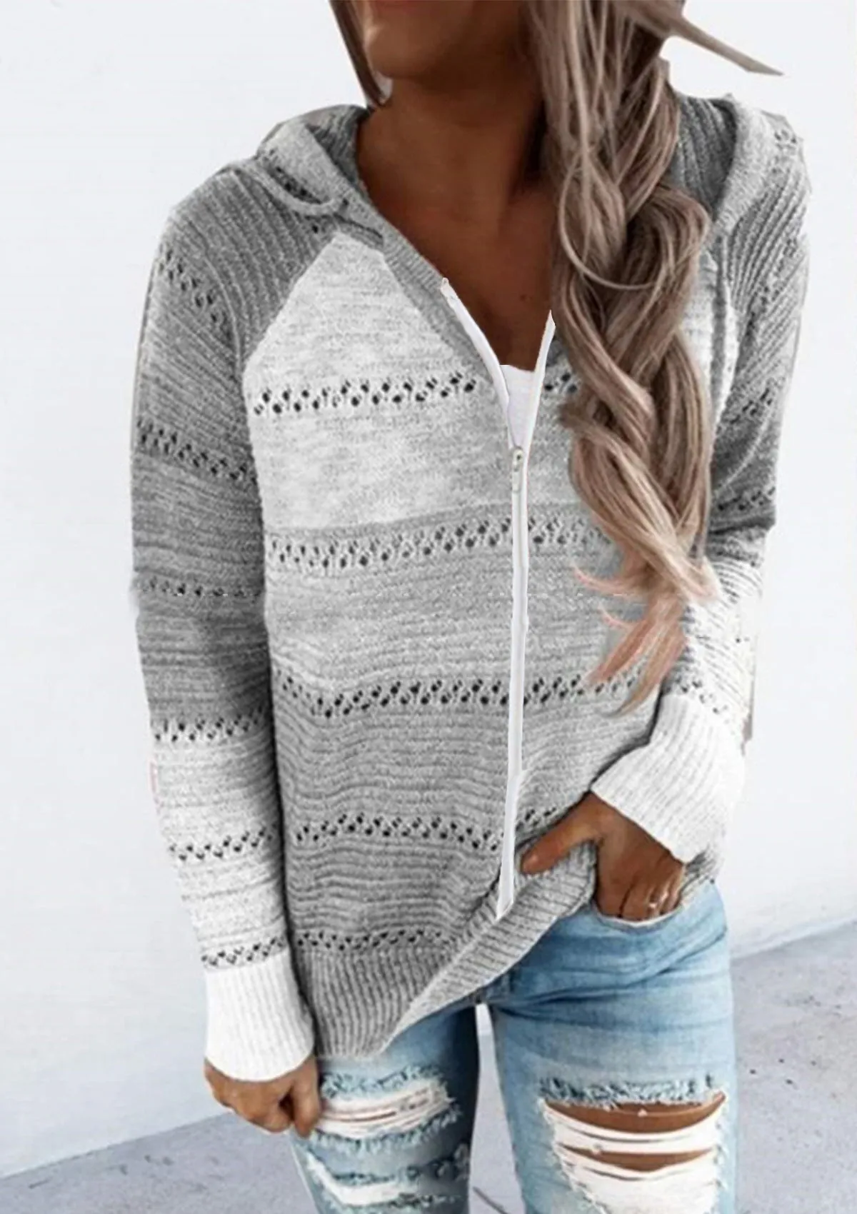 Beautiful Versatile Knitted Zipper Hooded Long-sleeved Sweaters