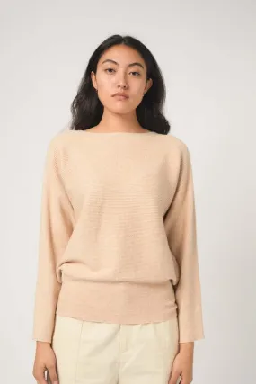 Beige Ribbed Dolman Slv Top
