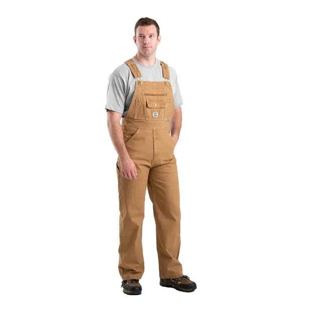 Berne Mens Vintage Washed Duck Bib Overalls - Brown Duck