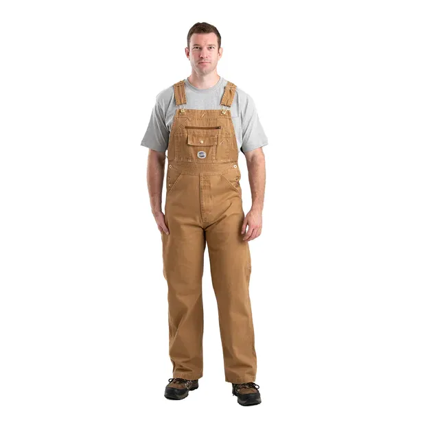 Berne Mens Vintage Washed Duck Bib Overalls - Brown Duck