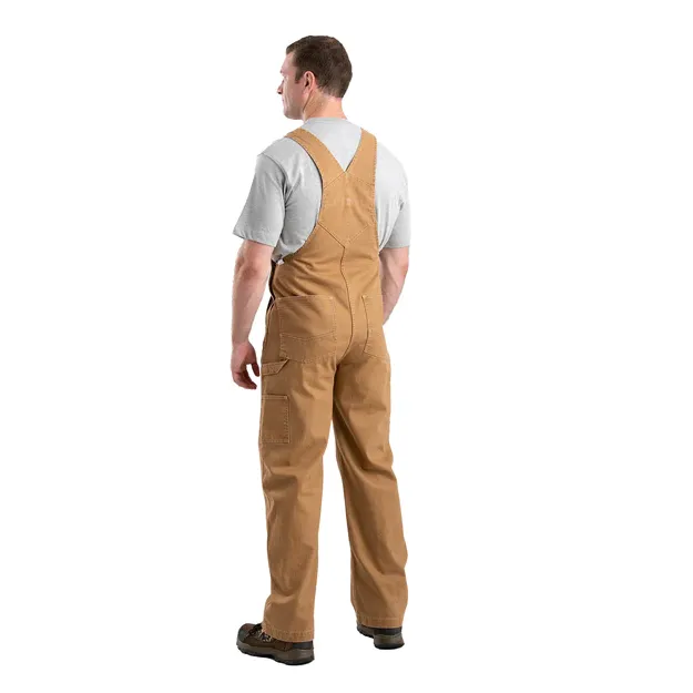 Berne Mens Vintage Washed Duck Bib Overalls - Brown Duck