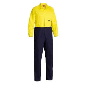 Bisley BC6357 Hi-Vis Cotton Drill Coverall Yellow/Navy