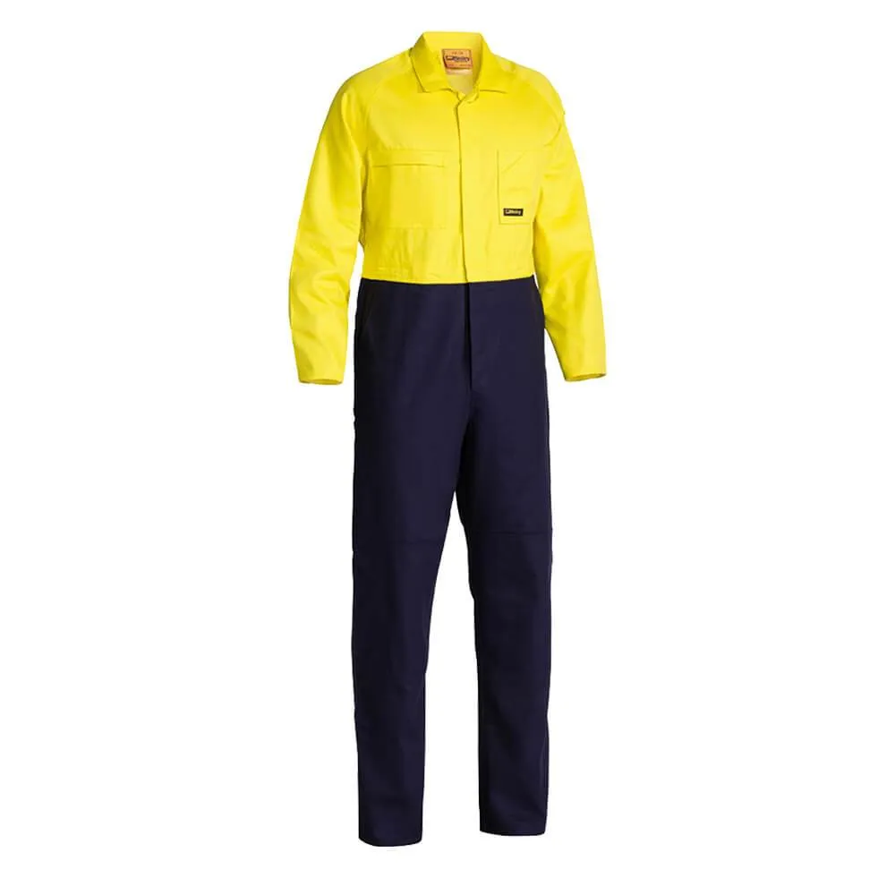 Bisley BC6357 Hi-Vis Cotton Drill Coverall Yellow/Navy