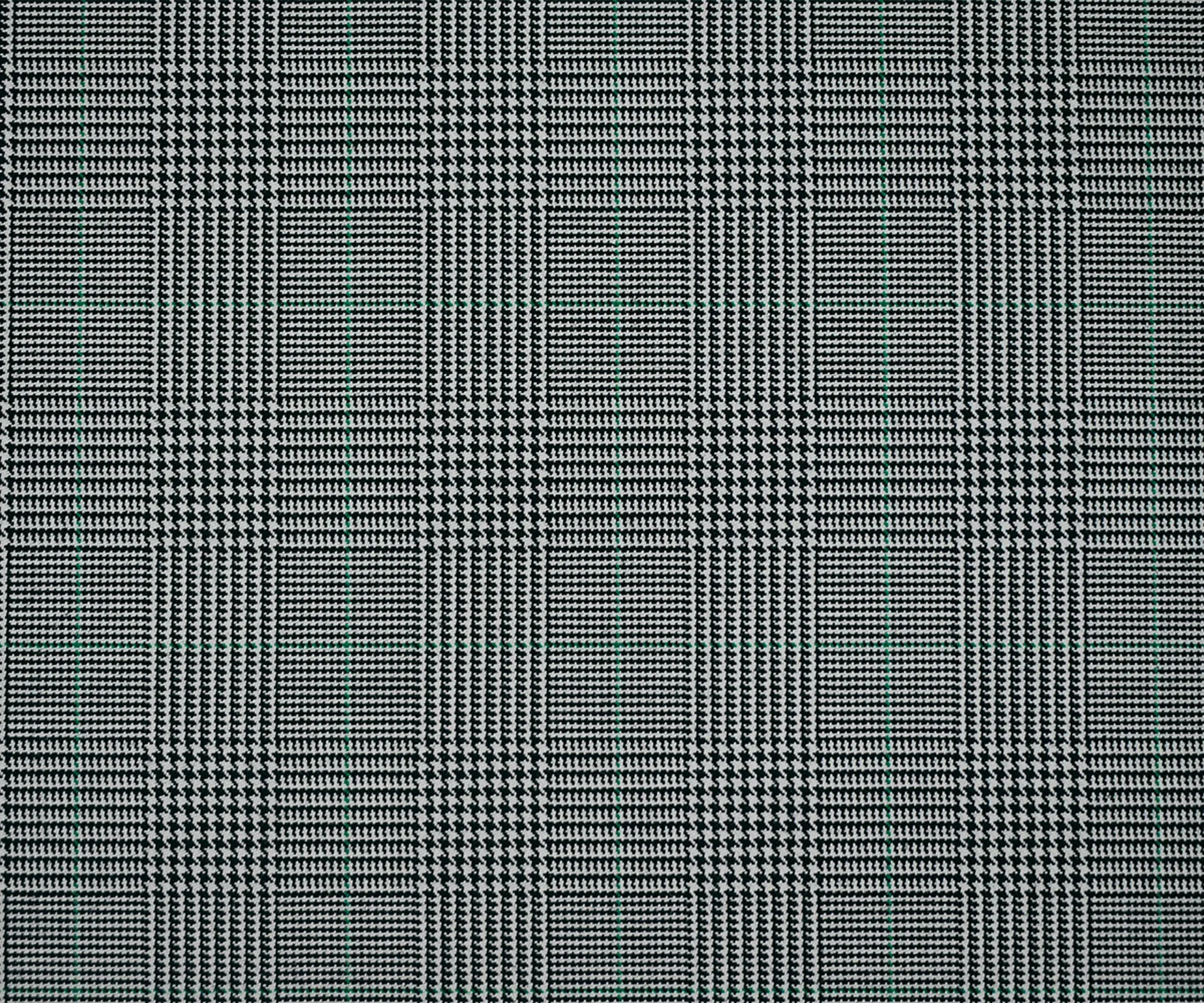 Black-Gray-Green Wool-Polyester Plaid Woven Suiting Fabric