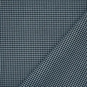 Black-Light Blue Wool-Polyester Houndstooth Woven Suiting Fabric