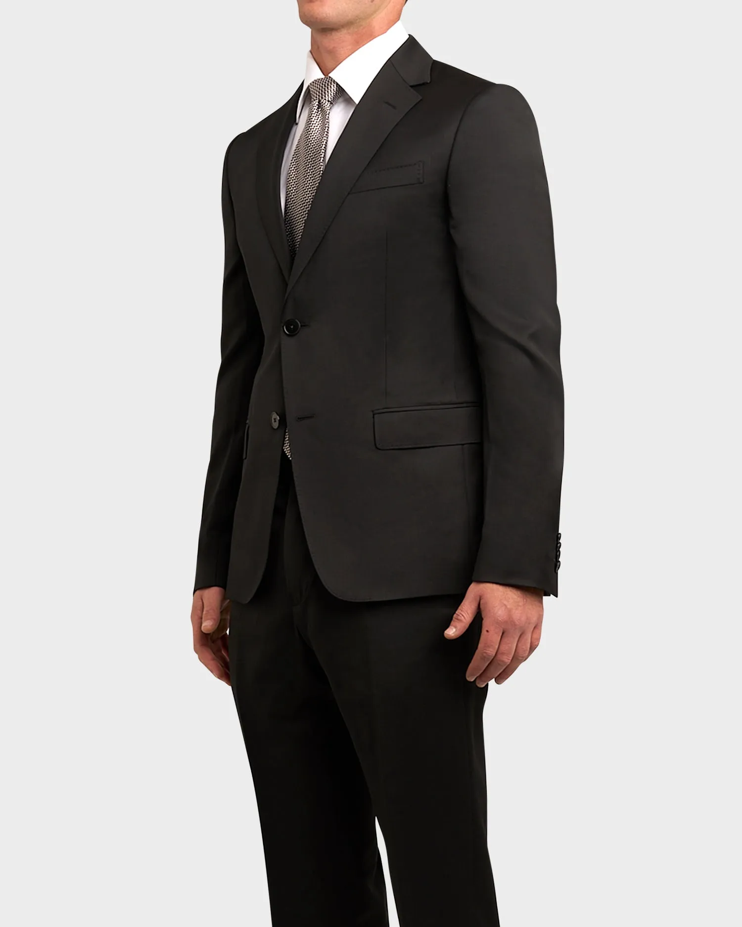 Black Wool Mohair Slim Cut Suit