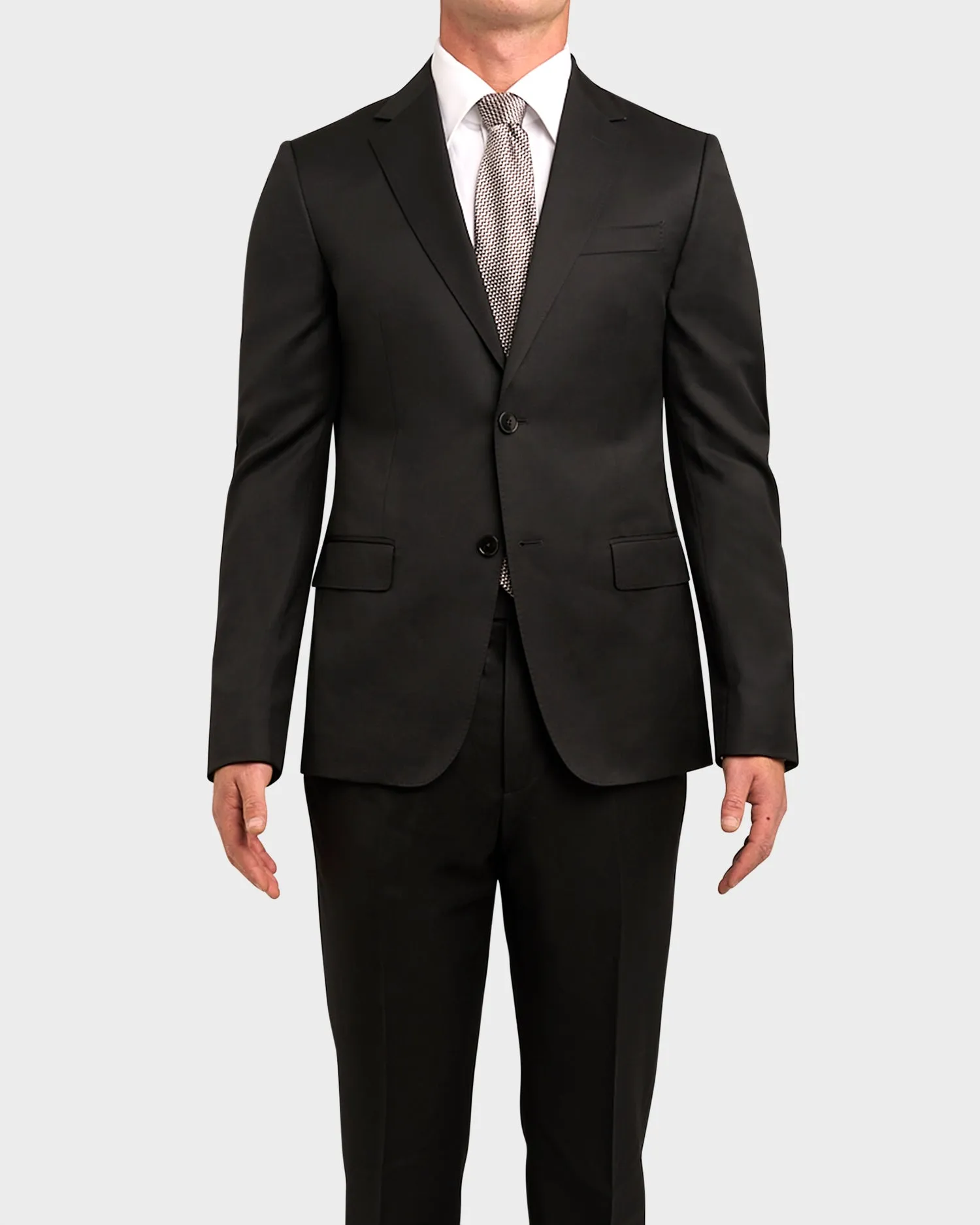 Black Wool Mohair Slim Cut Suit