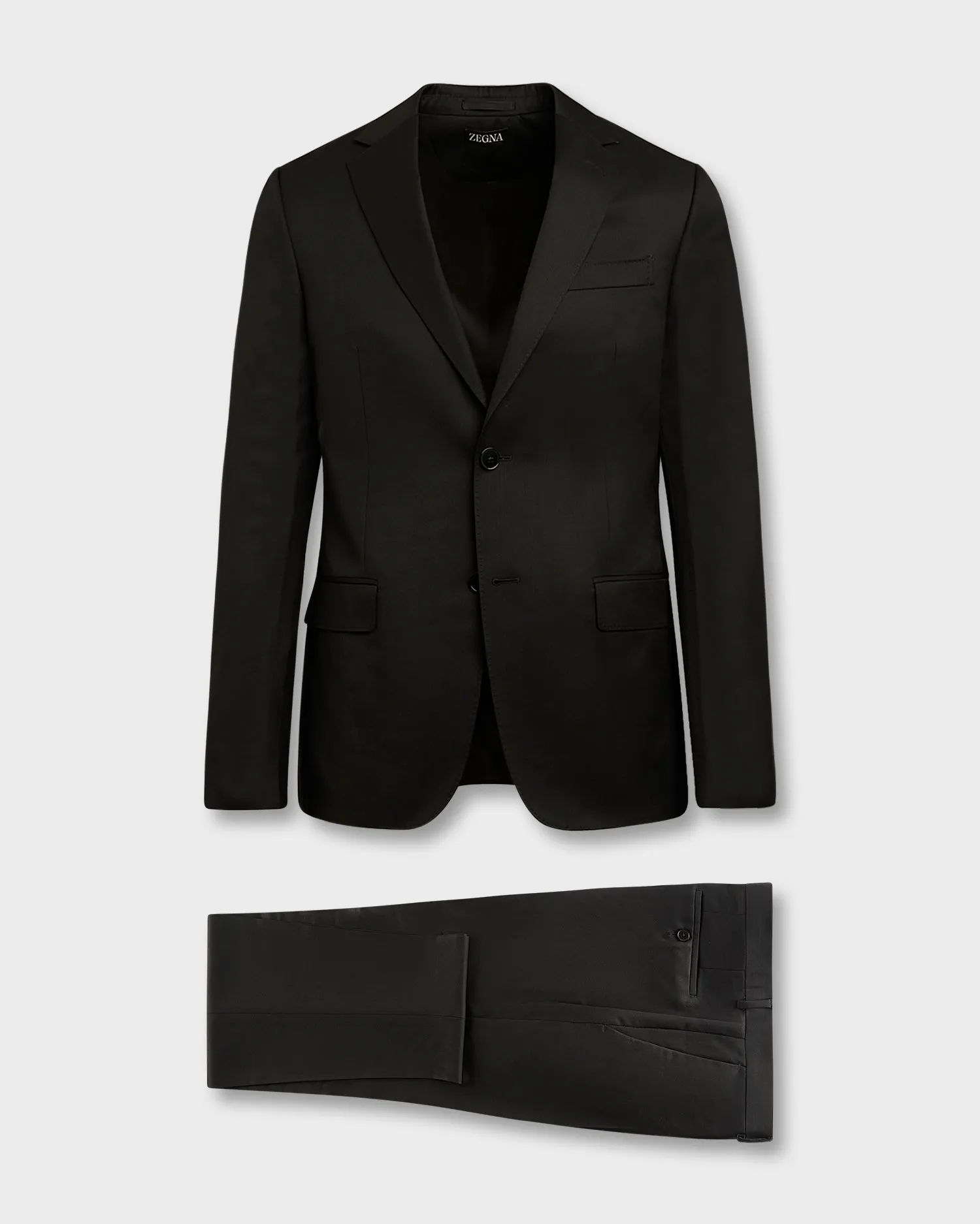 Black Wool Mohair Slim Cut Suit