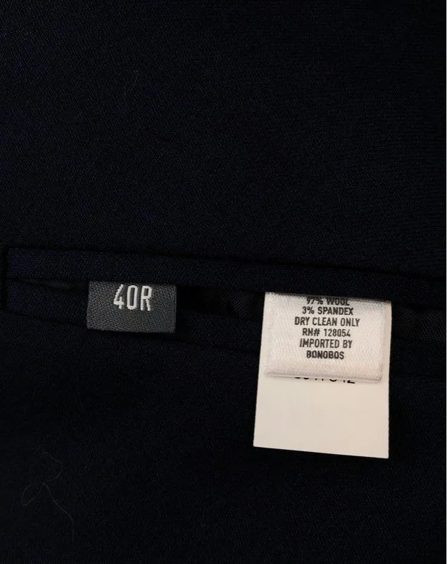 Bonobos Men's Black Blazer And Pants 2 Piece Suit - Size 40/33
