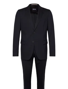 BOSS - H-HOUSTON-2PCS-252 Dark Blue Textured Wool Slim Fit Suit 50540749 404