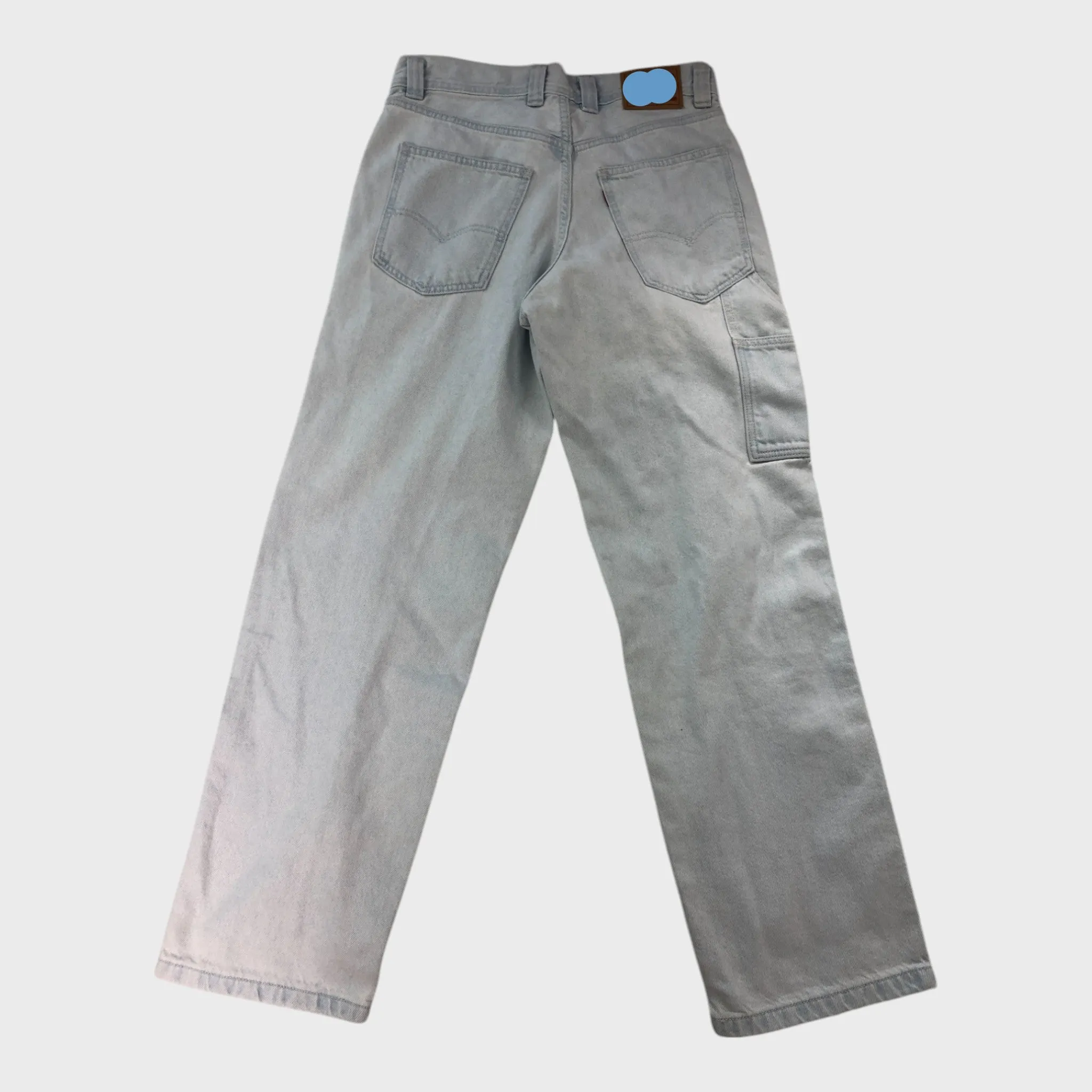 Branded Light Wash Baggy Jeans