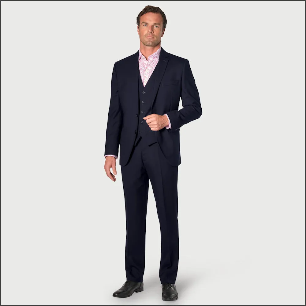 Brook Taverner Wells Wool Blend Navy Suit - Waistcoat Optional//