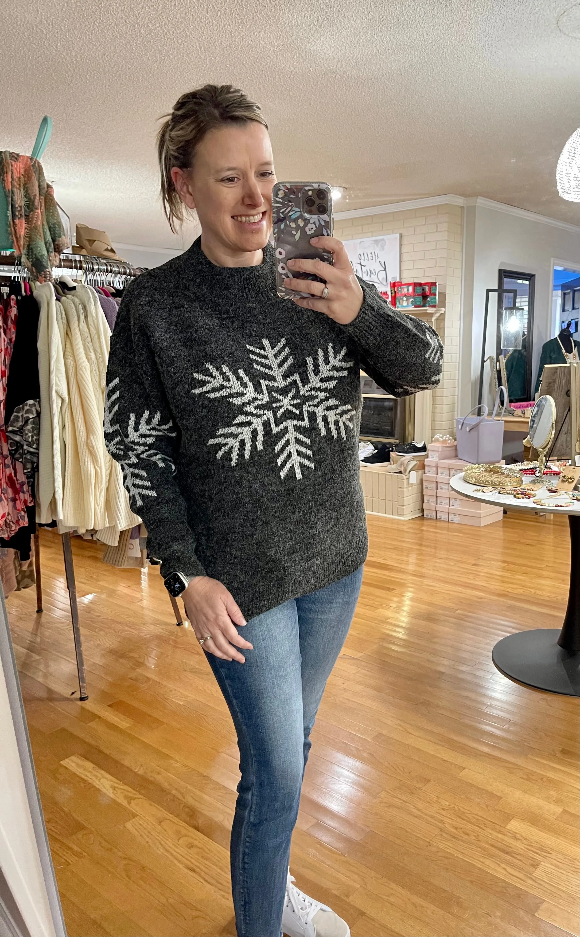 Charcoal Snowflake Sweater