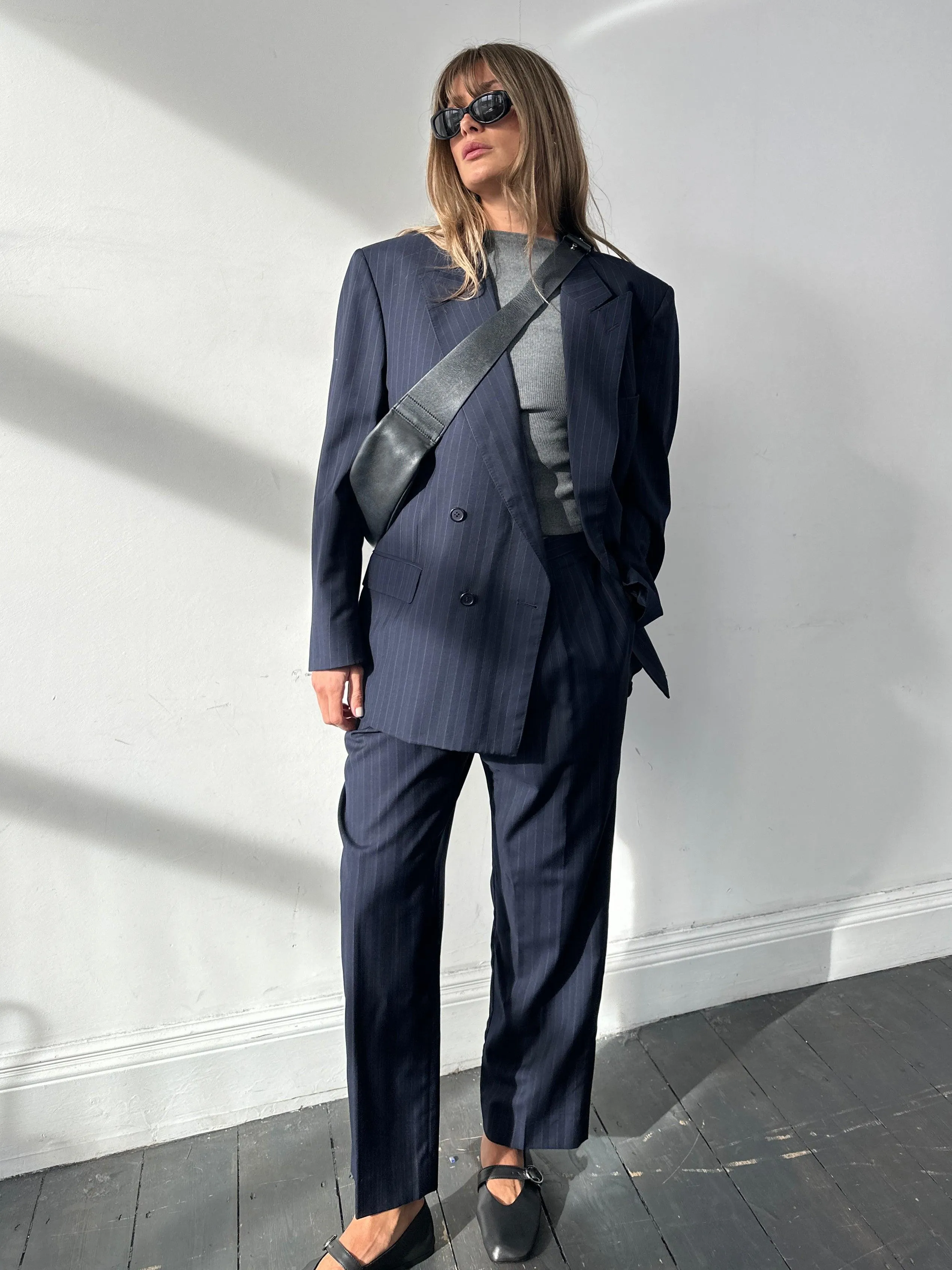 Christian Dior Monsieur Pinstripe Pure Wool Double Breasted Suit - 44S/W34