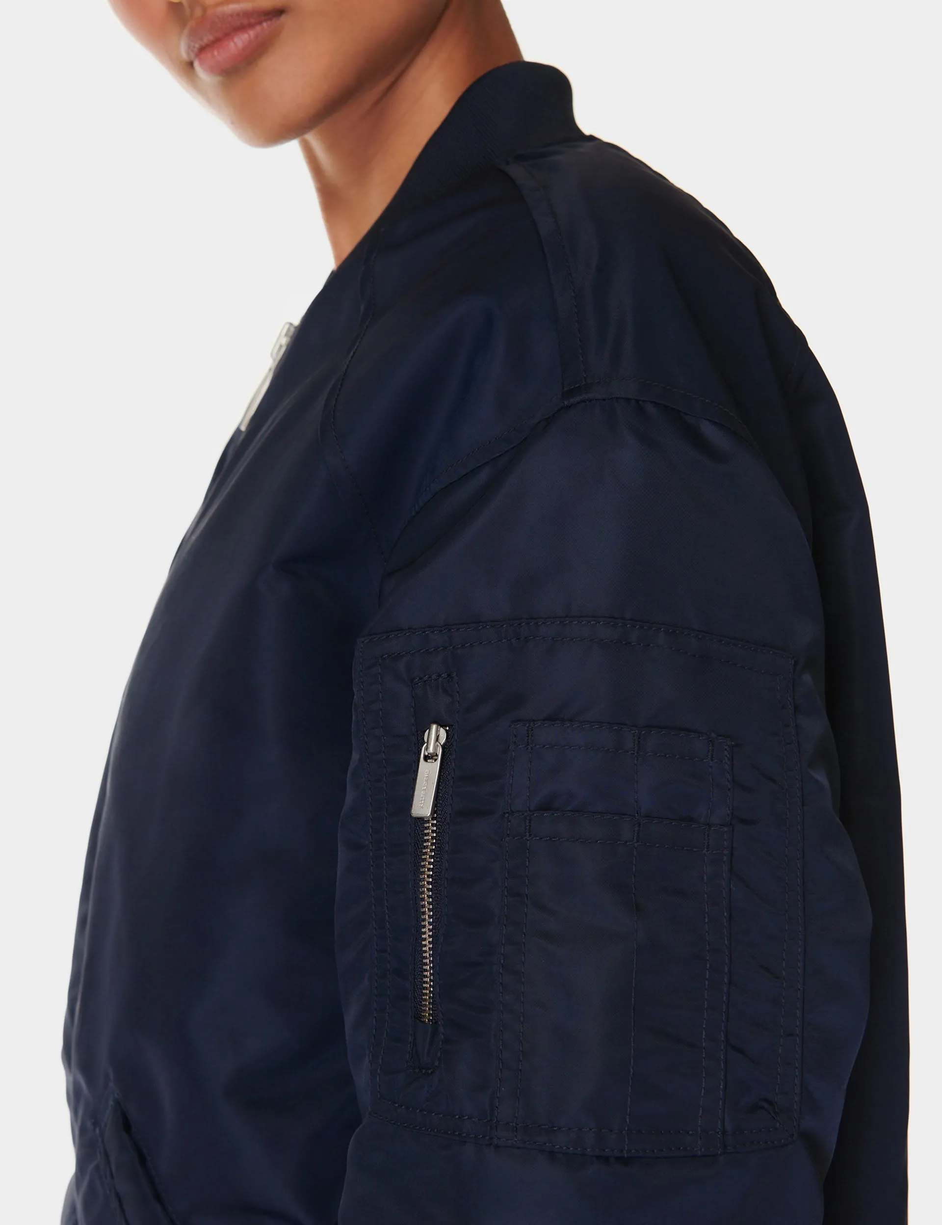 Cityscape Longline Bomber - Navy Blue