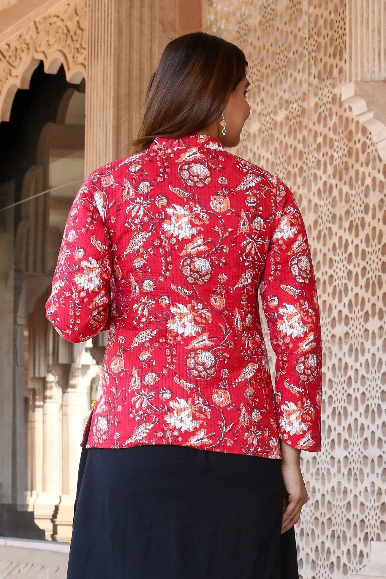 Cotton Quilted Jacket in Red