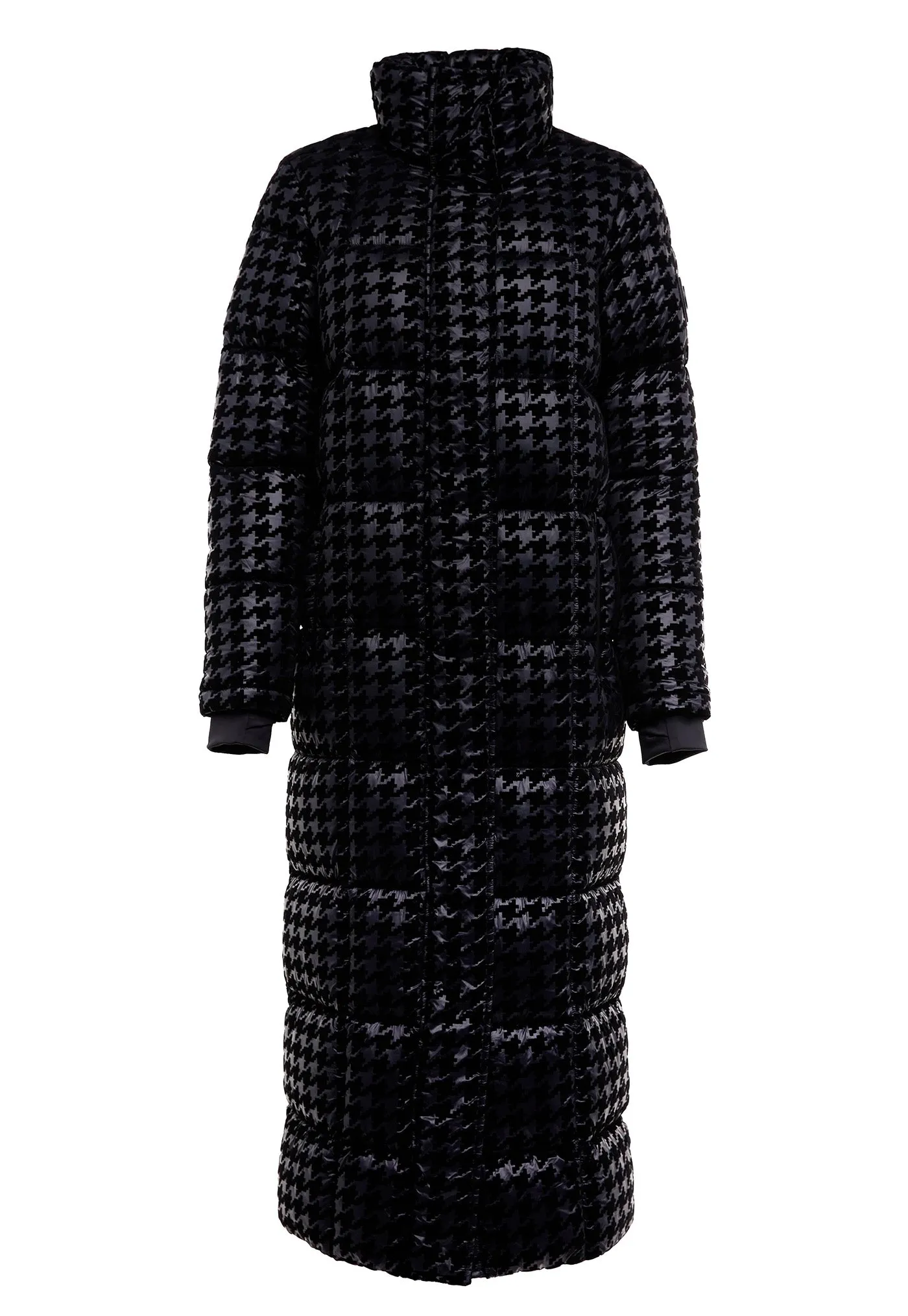 Crawford Longline Coat - Mono Houndstooth