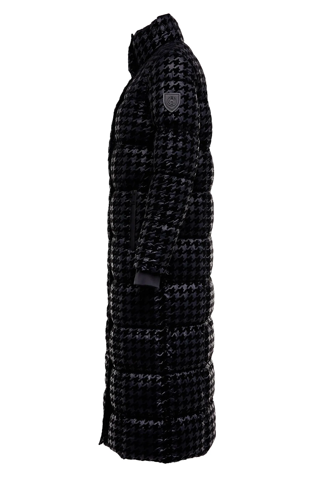 Crawford Longline Coat - Mono Houndstooth