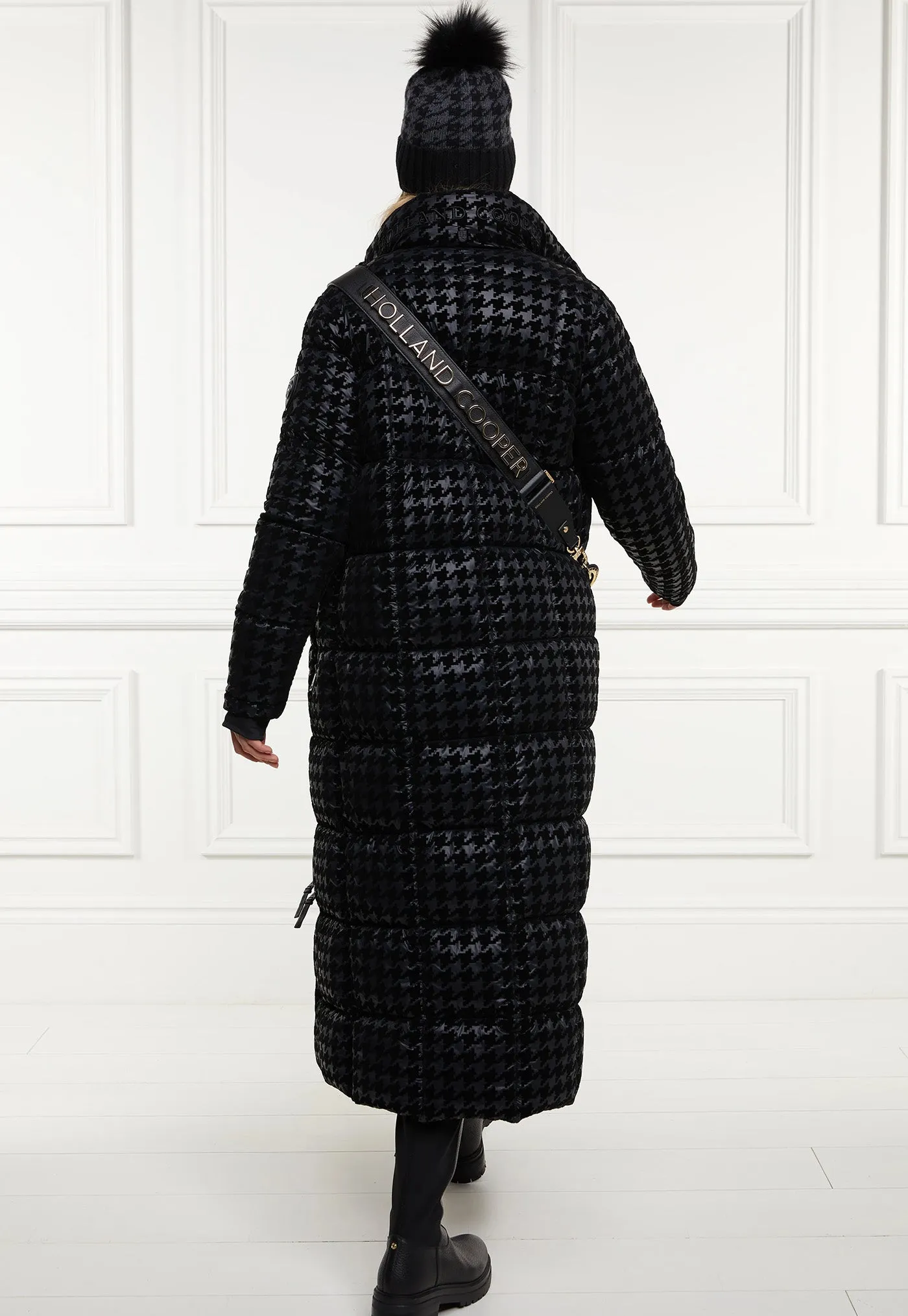 Crawford Longline Coat - Mono Houndstooth