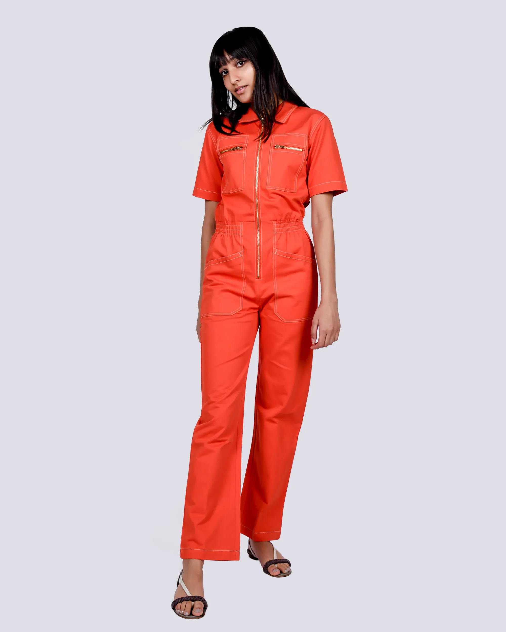 Danny boilersuit in tomato