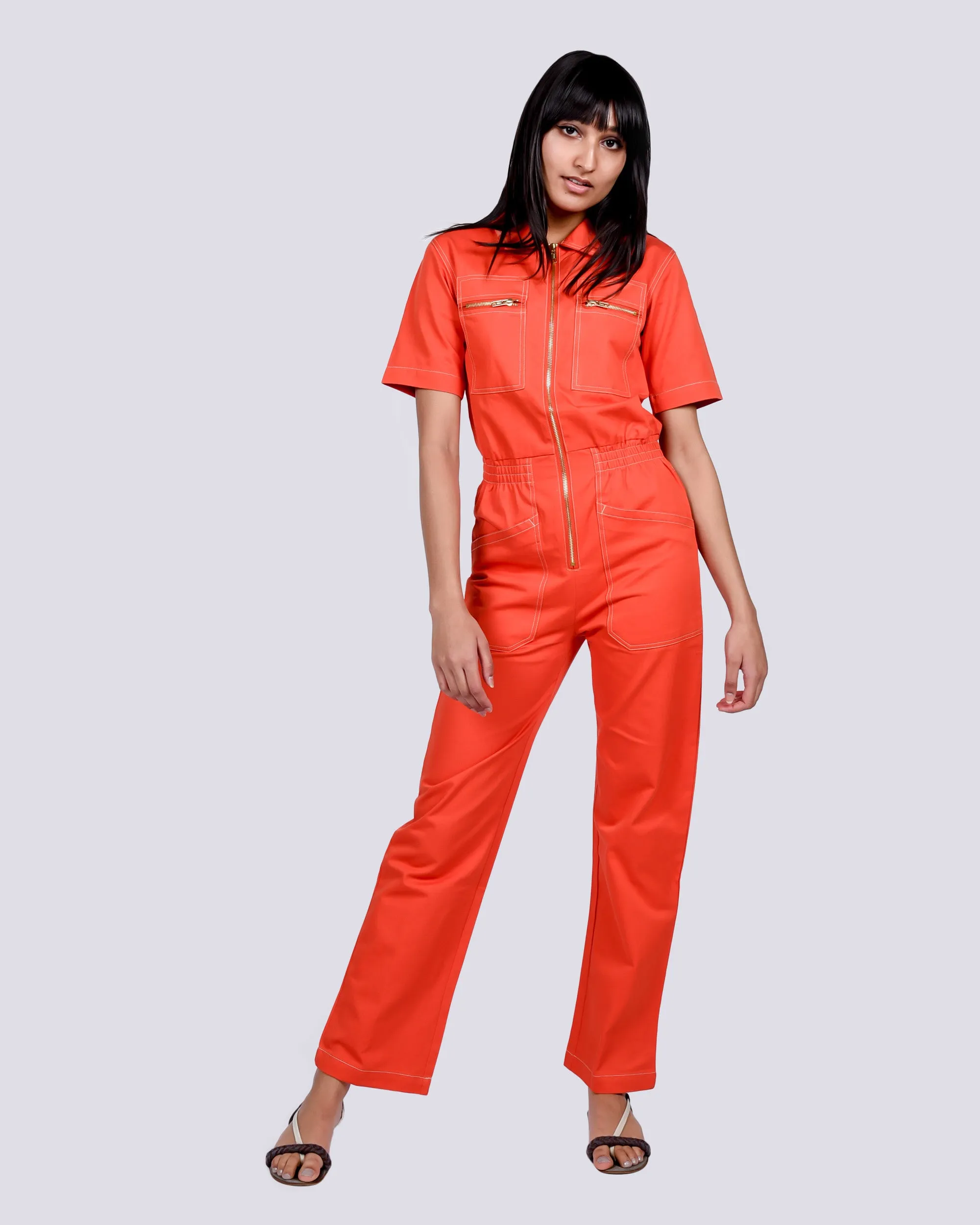 Danny boilersuit in tomato