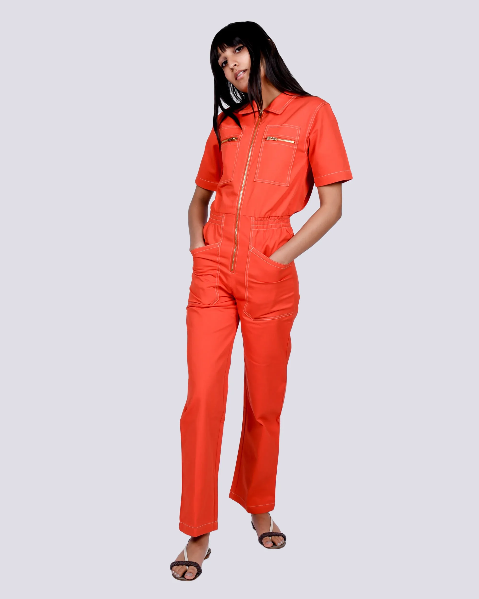 Danny boilersuit in tomato