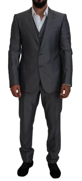 Dolce & Gabbana Sicilia 3 Piece Suit In Dark Gray