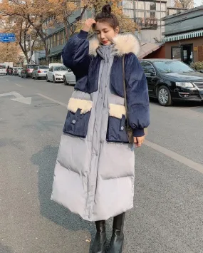 Down Padded Mid-Length Winter Contrast Women's Jacket