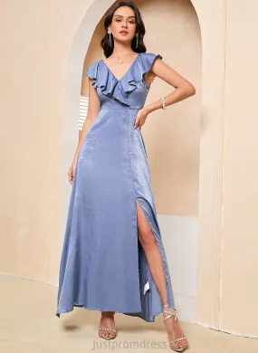 Front A-line Jazlene Elegant Satin Midi Sleeveless Cowl Dresses Club Dresses Neck Split