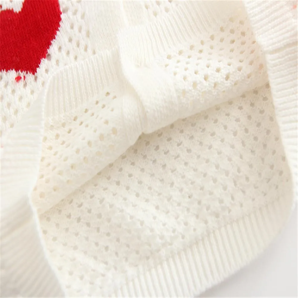 Girls Solid Button Heart Long Sleeve Sweaters