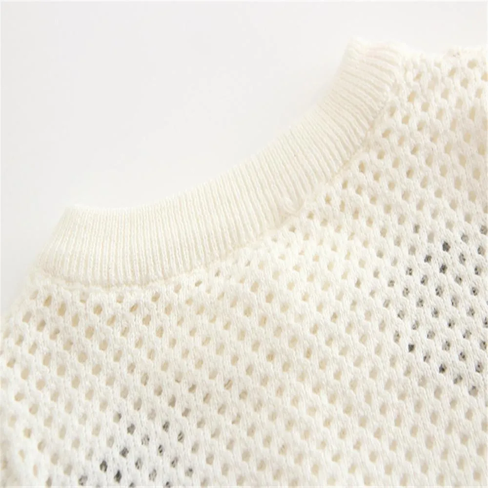 Girls Solid Button Heart Long Sleeve Sweaters