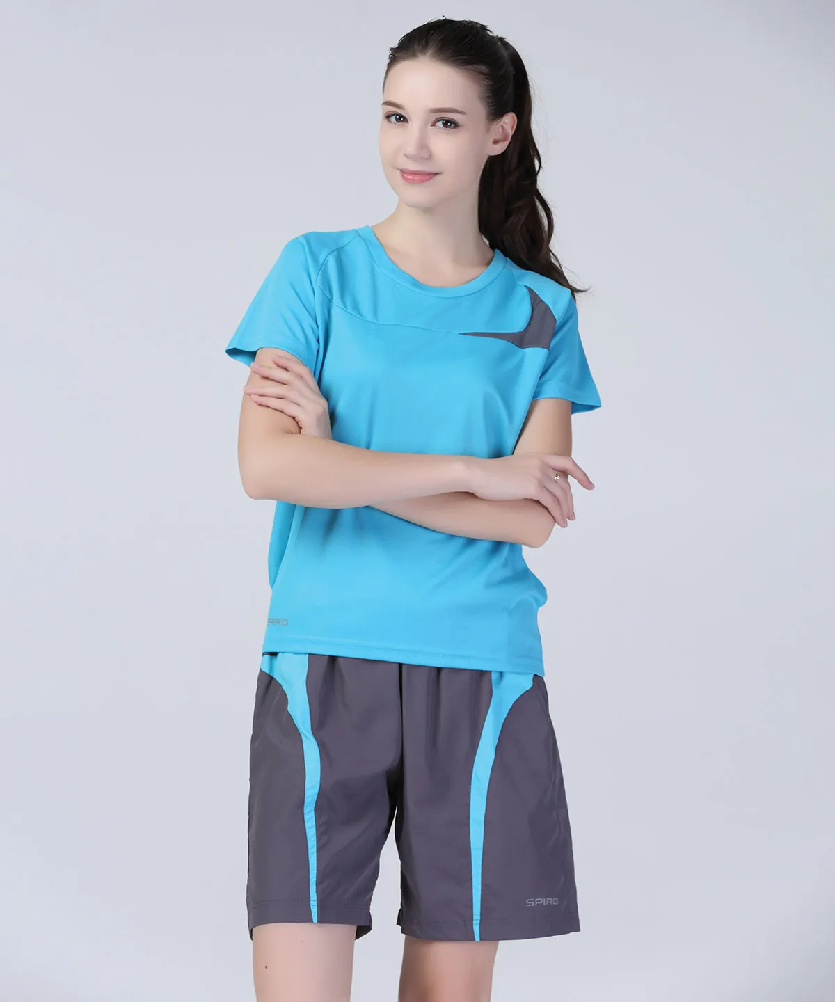 Grey/Aqua - Spiro micro-lite team shorts