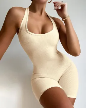 Halterneck Open Back Yoga Jumpsuit