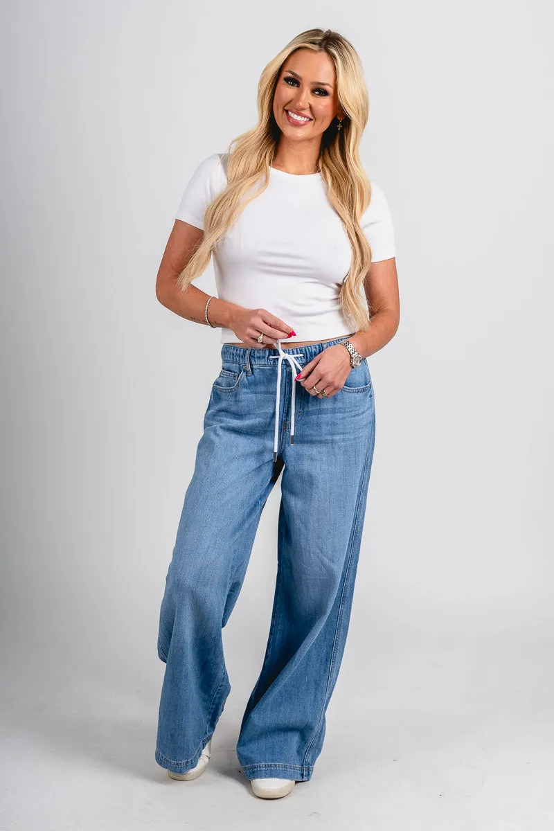 Hidden wide leg jeans light wash