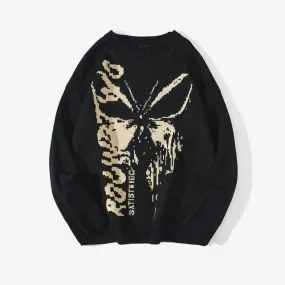 Hip Hop Knitwear Mens Sweaters 2021 Harajuku Fashion Butterfly Male Loose Tops Casual Streetwear Pullover Sweaters