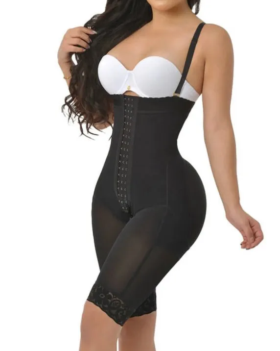 Hook-Eye Mid Length Body Shaper with Straps