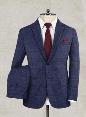 Italian Murano Fanado Blue Wool Linen Suit