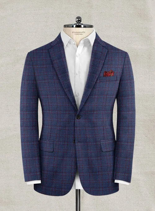 Italian Murano Fanado Blue Wool Linen Suit