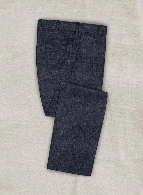 Italian Murano Indigo Blue Wool Linen Suit