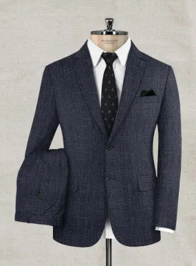 Italian Murano Indigo Blue Wool Linen Suit