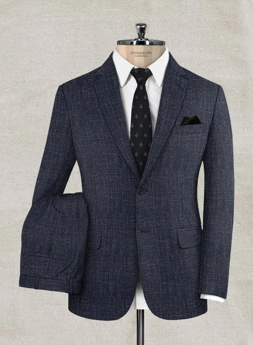Italian Murano Indigo Blue Wool Linen Suit